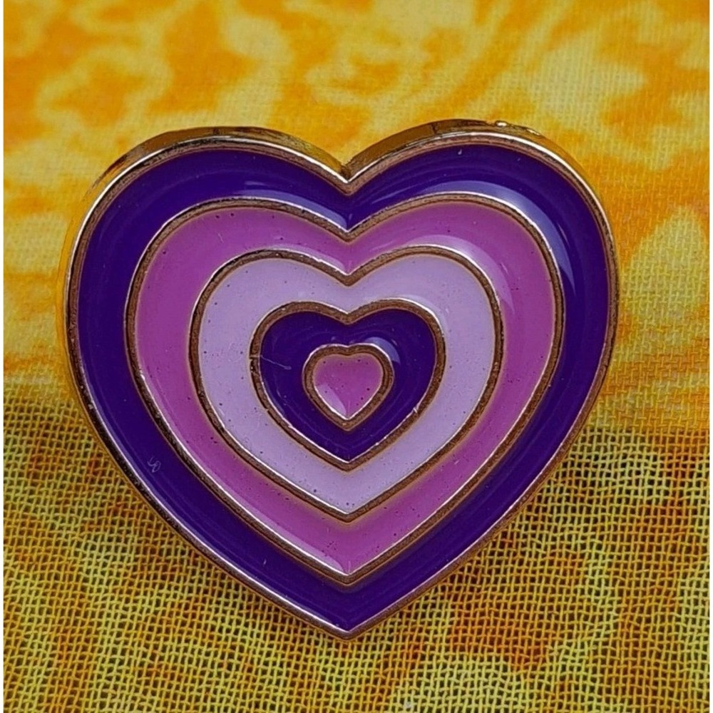 Purple And Pink Heart Shapedโ Enamel Love Lapel Pin NIB 1"